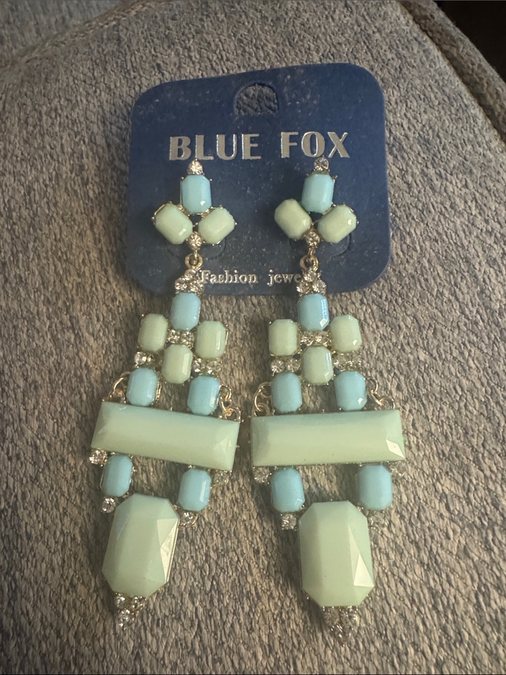 Mint and Light Blue Faceted Dangle Earrings